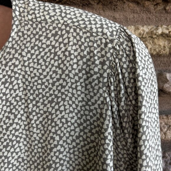 Moods by Krizia Vintage 80s Gray Petite Pattern Blouse Size Medium - Picture 5 of 9